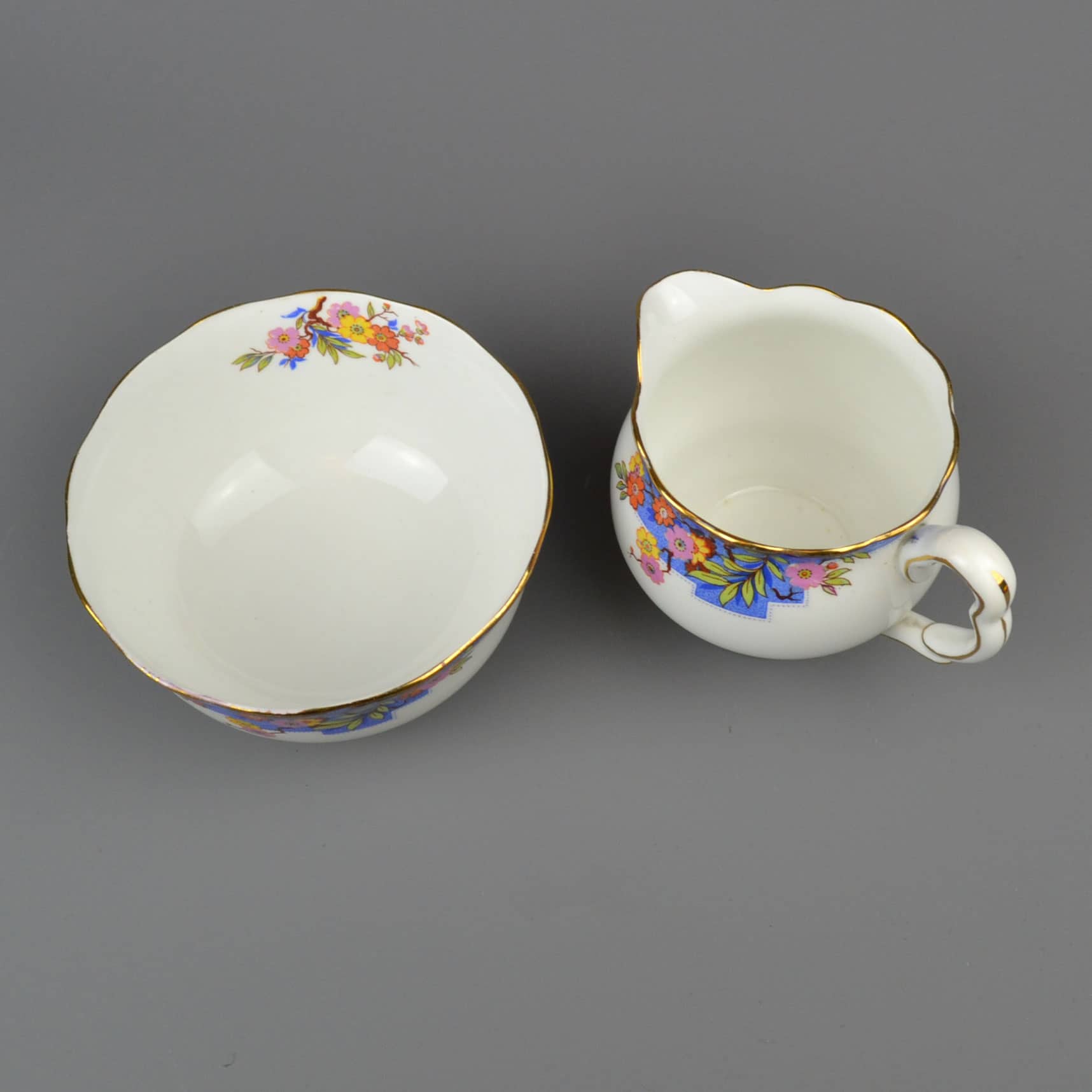 Royal Albert June Milk Jug & Sugar Bowl c1920s - Retro Zen